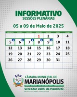 Semana de Sessões Plenárias em Maio/2025