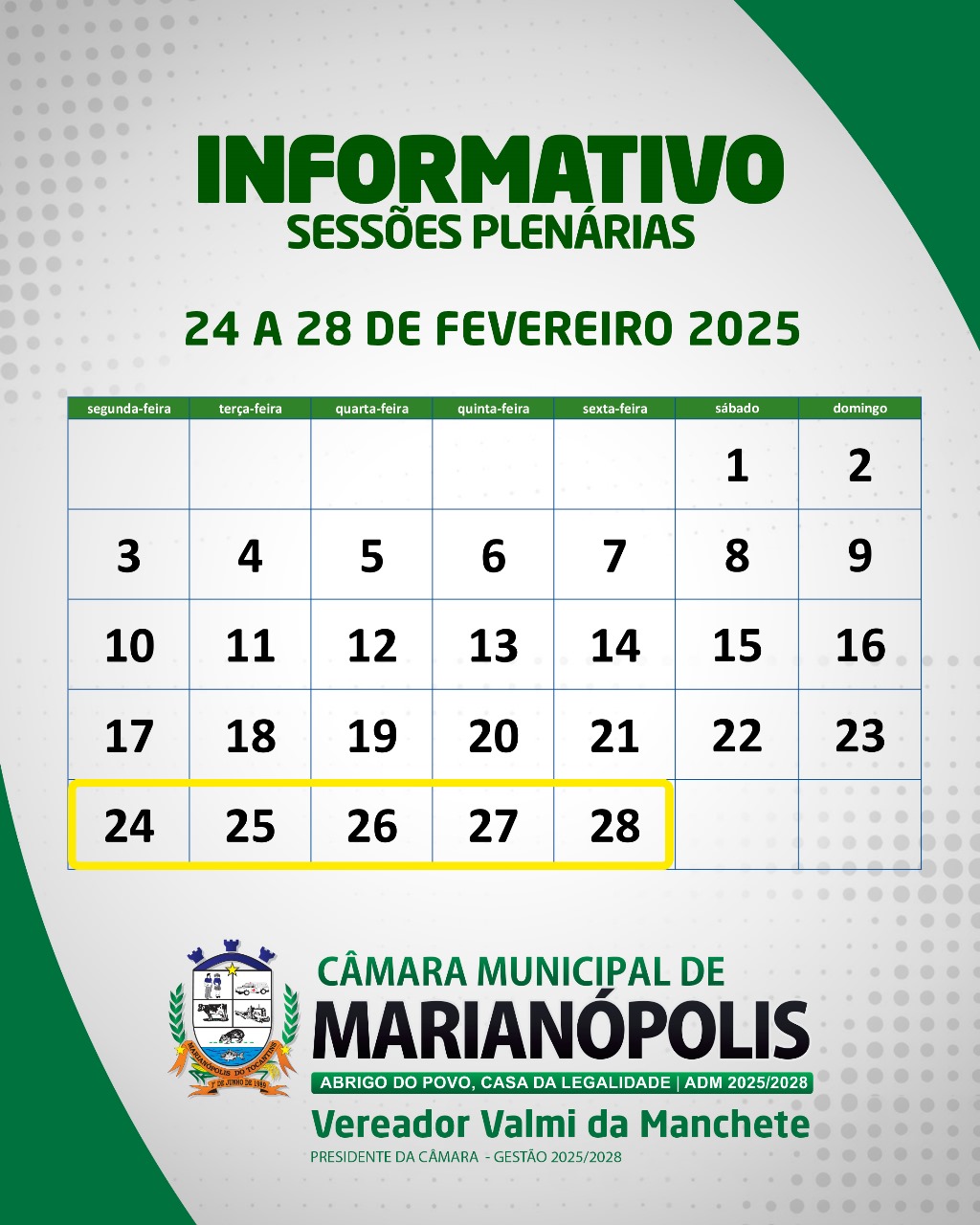 Sessões Plenárias de Fevereiro/2025